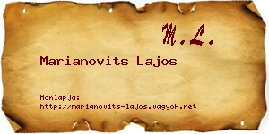 Marianovits Lajos névjegykártya